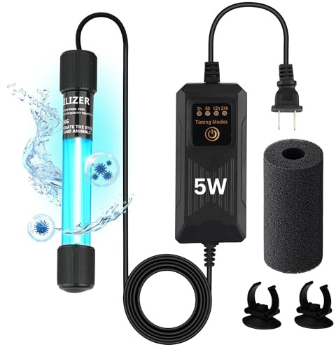 5W UV Light for Aquariums with 4 Timer Modes | UV-C Clean Light for Use in Sump Areas, Filters, Top Filter Boxes & Small Ponds – Keeps Fish Tanks Clear & Healthy