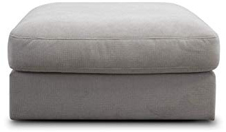 CAVADORE Hocker Fiona/ XXL-Fußbank, Polsterbank im modernen Design / 97 x 48 x 97 / Webstoff hellgrau