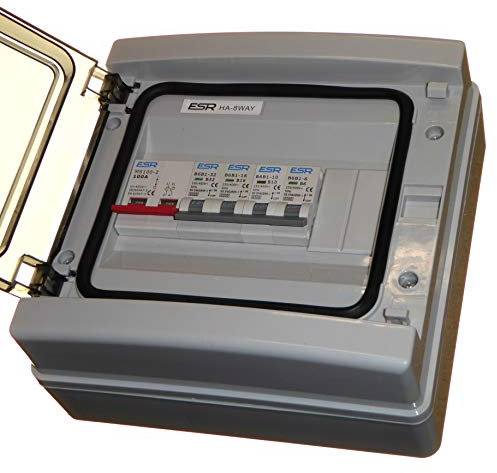 Tableau électrique (IP65) avec sectionneur 100 A et 4 disjoncteurs 6/10/16/32 A pour l'alimentation