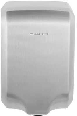 ASIALEO ADA&UL Approved Thin Automatic Electric Commercial Hand Dryer for Bathrooms or Restrooms,Heater ON/Off Switch,High Speed,Brushed SUS304 Cover,Wall Mount,Easy Installation