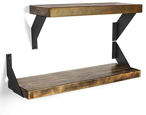 FOYO Transform Your Walls with Rustic Floating Shelves - Set of 4 Wall Shelves for Bedroom, Bathroom, Living Room, Kitchen, Home Office, Laundry Room, and More -(20CM)