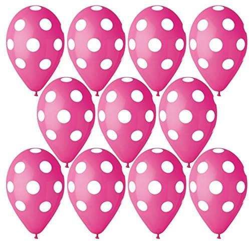 Toyland® Confezione da 25-13 pollici palloncini in lattice rosa con pois bianchi - Decorazioni per feste - Made in Italy