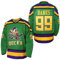 villa Mighty Ducks Trikot #96 Charlie Conway #99 Adam Banks #33 Greg Goldberg #66 Gordon Bombay Film Hockeytrikot Weiß Grün, 99 Grün, XL