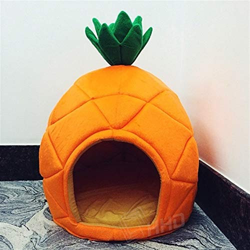YMYGCC Hundebett Kreative Kennel Cat-Nest-Hunde Obst Banane Erdbeere Ananas Wassermelone Cotton Bed Warm Pet Products faltbares Hundehaus haustierbett (Color : Pineapple, Size : M)