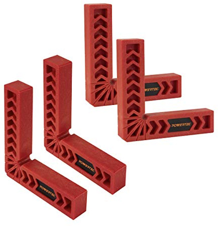 POWERTEC 71627 90 Degree Positioning Squares, Woodworking Tools for Right Angle Corner Clamps, Carperter Tools for Cabinets, Picture Frames and Boxes, 6 Set of 4