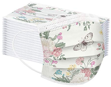Lulupi 50 Stück Einweg Erwachsene Mundschutz Multifunktionstuch Schmetterling Bedruckt 3 lagig Mund und Nasenschutz Einmal Bunt MNS Halstuch Maske Tücher Staubdicht Atmungsaktiv Halstuch Schals