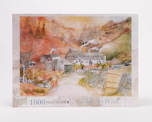 Lakeland Art World 1000 Piece Jigsaw Puzzles for Adults, Lake District, Tiberthwaite Cottages & Lakes, Featuring Beautiful Watercolor Artwork, Measuring 68.5 x 49cm, a Stunning Landscape Experience