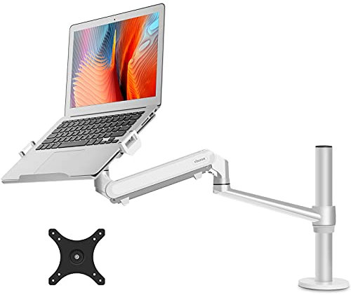 Viozon Monitor or Laptop Mount, Single Gas Spring Arm Desk Stand/Holder for 17-32 Computer Monitor, Extra Laptop Tray Fits 12-17 Laptops/Notebook(1S ProS)
