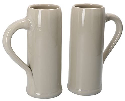 MamboCat Lot de 2 chopes d'orge avec anse - 0,5 l - En céramique - Pour 2 personnes - Chopes à bière fines - Brillant