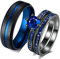 ANAZOZ 2 Stück Eheringe Paarpreis Edelstahl Vergoldet 6mm Breit Gebürstet Solitär Diamantring Blau Paarringe Ausgefallen Hochzeit Ringe für Paar Schwarz Frau:57 (18.1) & Mann:60 (19.1)