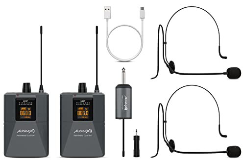 Audibax Missouri Free Head Dual UHF Sistema de Micrófono de Diadema con Receptor Recargable