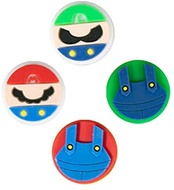 PERFECTSIGHT Cute Thumb Grips Cap Compatible with Nintendo Switch Joycon/OLED/Lite, Soft Silicon Joystick Caps, Kawaii Skin Button Stick Cover 3D Analog Kit for NS Controller, Mario Luigi Bros