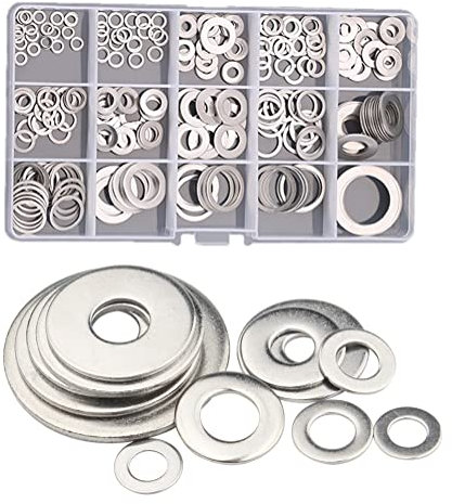 CONPHERON 260 Stück Flache Unterlegscheiben Set aus 304 Edelstahl, Sicherungsscheiben Beilagscheiben Sortiment 15 Größen M3 M4 M5 M6 M8 M10 M12 M14 M16 M20, Dicke 0,8 mm