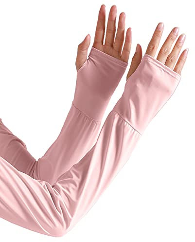 JK Home Lockere UV-Schutz, kühlende Armstulpen für Männer und Frauen, Eisseide, atmungsaktiv, UPF 50+, Armmanschetten für Radfahren, Fahren, Reiten, Sport, Rosa
