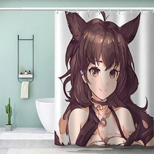 AOLIGL Anime Rideau de Douche 120x200 cm Moderne intéressant Rideau de Douche Manga Fille Lavable Haute Qualité Moule Résistant Antibactérien Rideau de Douche Hauteur 200