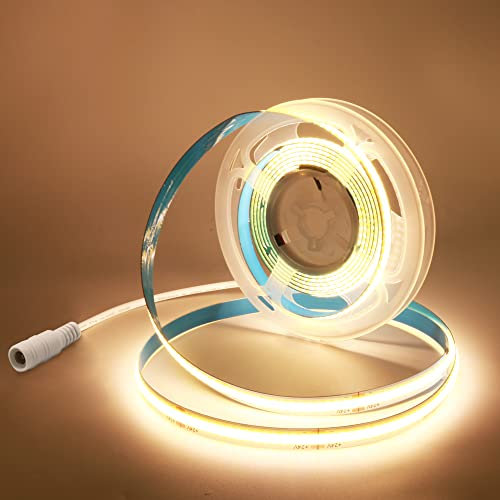 COB LED Streifen 24V warmweiß Dimmbar, COB LED Stripe 2M 640LEDs 3000K LED Band TV Hintergrundbeleuchtung Lichterkette, Flexibel LED Strip keine Lichtpunkte für Küche,Schlafzimmer, DIY Beleuchtung