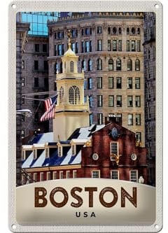 FEMER Blechschild Reise 20x30cm Amerika USA Boston Architektur