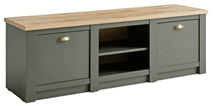 Home Heavenly® - Mueble TV Middleton, rústico Moderno, 2 Puertas + 2 Huecos. 152,6x51x44,2 cm. Color Verde Inglés y Roble Artisan.