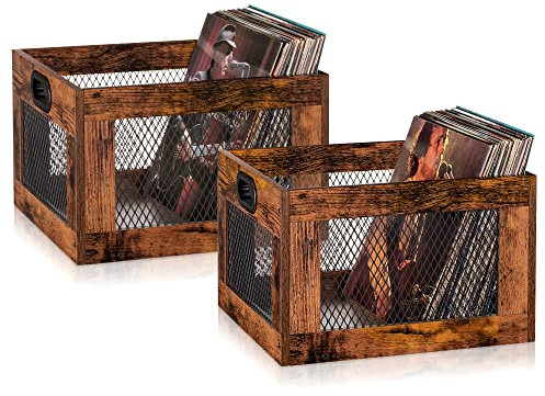 3IngSeagulls 2 Pack Albums Storage for Vinyl Records, Durable and Reliable Record Crates for Vinyl, Lp Record Storage Boxes Cube Record Holder Organizers,Easy to Assemble……