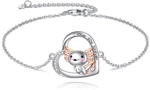 VONALA Axolotl Armband Damen 925 Sterling Silber Tier Armbänder Schmuck Geburtstag Valentinstag Geschenke für Sie Frauen Freundin Mutter Länge 7+2 Verstellbare