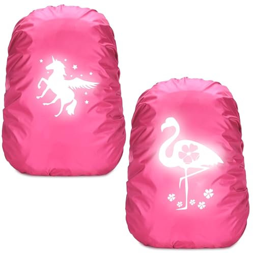 TaimeiMao Einhorn Schulranzen Regenschutz,Flamingo Regenschutz Schulranzen,Rucksack Überzug Reflektierend,Regenschutz Schulranzen Step by Step,Rucksack Überzug Reflektierend für Mädchen Kinder