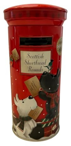 Scottish Shortbread Biscuits in Postbox Tin - Kids & Adults Christmas British Novelty Gift - Assorted Shortbread Biscuits For Christmas Traets - Secret Santa & Xmas Eve Box