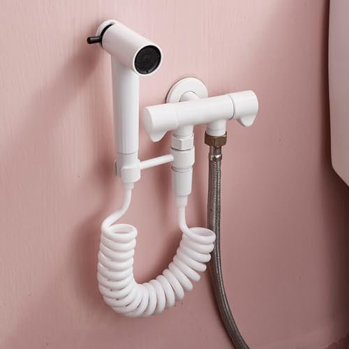 XJTNLB Grifo WC Bidet Blanco Grifo Bidet para WC Grifo de Pared Grifo Agua Fria 2 Modos Grifo Inodoro,A