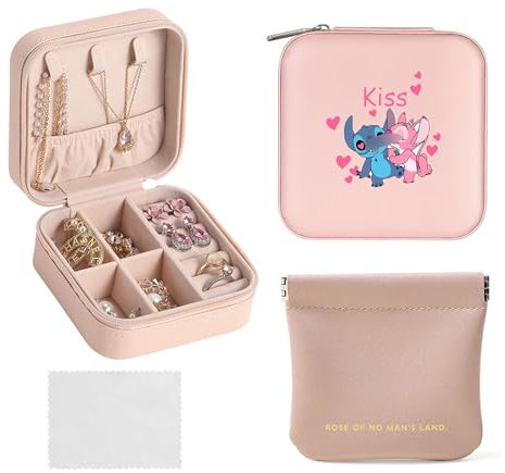 Guidre Schmuckkästchen Klein, Schmuckschatulle für Mädchen, Anime Schmuckbox Damen, Reise Schmuck Etui, Jewelry Organizer Leder, für Ohrringe, Halsketten, Ringe, Hochzeit Geschenk