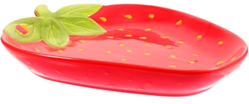 Milisten Tazón De Fresa De Cerámica Encantador Frutero Platos Lindos Bandeja De Comida De Fresa Tazón De Inmersión Plato con Forma De Fresa Contenedores para Alimentos Decoración De