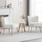 chairus Samt Polsterstuhl mit Metallbeinen Gepolsterter Einzelsofa Moderner Lesesessel für Balkon Wohnzimmer (Beige-2er)