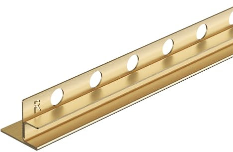 Balneo Duschleiste Edelstahl Zuschneidbar - Gefälleprofil Keil-Profil Duschleiste Edelstahl - Zuschneidbar für die Duschkabine - Leicht zu reinigen - Sicher - Rechts - 1,1x120x3 cm - Gold