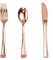 SZHXVIVISY Wiederverwendbares Plastikbesteckset 75-teilig Gold plastikbesteck Perfekt für Party,Hochzeit,Geburtstag,Festival,Weihnachten 25 Stück Löffel,25 Stück Messer,25 Stück Gabeln(Roségold)
