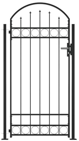 Keyroto Cancello Giardino Esterno 105x204 cm Cancello per Recinzione ad Arco in Acciaio-105x204 cm