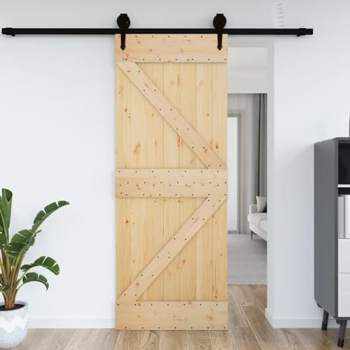 Homgoday Puerta 85 x 210 cm de madera maciza de pino, puerta de entrada, puerta de entrada exterior para jardín, terraza, exterior decoración
