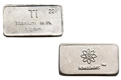 Kleiner Titan, metallisches Titan, Titan-Barren 1 Gramm, metallisches Titan für die Sammlung von Elementen Periodensystem