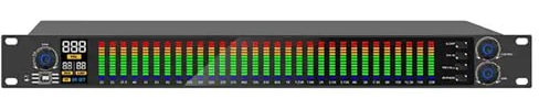 WJWWO 31-Band-Stereo-Grafik-Equalizer, 2-Kanal-Grafik-Equalizer, LED-Spektrumanzeige, 10 voreingestellte Effekte, automatische Rauschunterdrückung und PC-Tuning, Studio-Signalprozessor