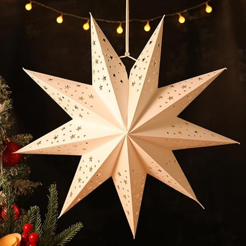 Homoyoyo 2stücke Faltbare Papier Stern Lampenschirme Für Weihnachtsdeko Hängende Laternen Für Festlichkeiten Weiß Raumdekoration Partys Und Feiertage