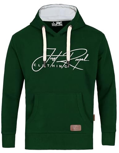 JRC Just Royal Clothing Mens Pullover Fleece Hoodies with Thermal Hood Inner, Casual Hooded Sweatshirt Tops with Kangaroo Pockets (Bottle Green, XXL)