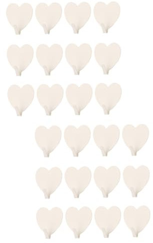 CAXUSD 24 Pcs Coat Hook for Bedroom Wreath Hangers for Front Door Heart Hooks Heart Stick on Hook Screw Hooks Over Door Hooks Retro Hanger Board Heavy Duty Clothes Racks Iron Hanger White