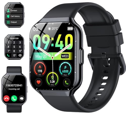 Smart Watch for Men Women (Answer/Make Call), 1.96 Smart Watches, IP68 Waterproof Fitness Tracker, 112+ Sport Modes, Pedometer, Heart Rate and Sleep Monitor, Smartwatch for Android iOS,Black
