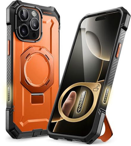 SUPCASE for iPhone 16 Pro Max Case with Camera Control Capture Button (Unicorn Beetle Grip), [Built-in Stand] [Compatible with MagSafe] Magnetic Phone Case for iPhone 16 Pro Max (Magma)