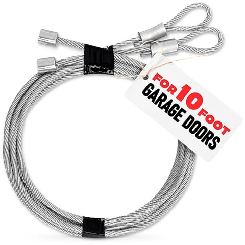 Lot de 2 câbles de porte de garage pour porte de 3 m – 3,4 m de long, câbles galvanisés en acier 304 robustes | Résistant à la corrosion, fil antirouille, durable, fonctionnement fluide, installation