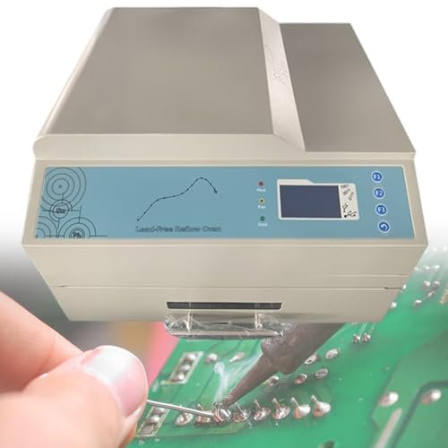 vnmudzeo Infrared Heating Soldering Machine Automatic,Built-In 299 Kinds of Solder Paste Data,Commercial Hot Air Circulation Reflow Oven Drawer-Type,Cycle: 1-8 min,T937M