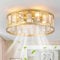 Ganeed Ventilador de techo enjaulado con luces Iluminación de techo de granja estilo cristal Lámpara de montaje empotrado en techo de perfil bajo E27 con control remoto Gold Square 4 luces