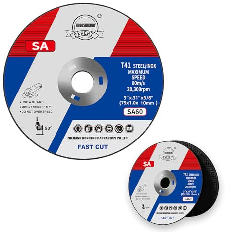 Dischi da taglio professionali per metallo, set da 12 pezzi, in acciaio inox per l'uso in macchine da taglio o smerigliatrici angolari, 75 x 1 x 10 mm