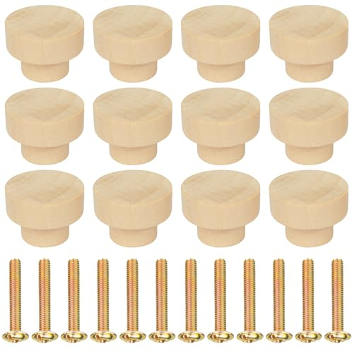Ainiv Möbelknöpfe Holz, 12 Stück Holz Schubladengriff, Holzschubladengriff, Holzknöpfe Schrank Schrankknöpfe, Wohnaccessoire für Kommode, Schranktür, Schublade, Schrank, Schuhkarton