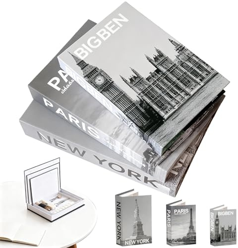 Calenxy 3 Stück Dekorative Bücher für Heimdekor Mode Dekoratives Buch Aufbewahrungsbox Set Fake Book Aufbewahrung Buch Dekobücher für Wohnkultur,Büro,Wohnzimmer,Display Regale