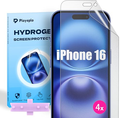 Ployeplo [4pcs Hidrogel Protector de Pantalla Mate para iPhone 16, TPU Protector mate antirreflejos, película protectora de pantalla flexible
