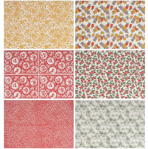 GORGECRAFT 6pz Papel de Transferencia de Arcilla con Flores de 6 estilos Colorido Floral Cerámica Porcelana Esmalte Bajo Cubierta Papel Deslizante Al Agua Calcomanías de Transferencia Arte de Cerámica