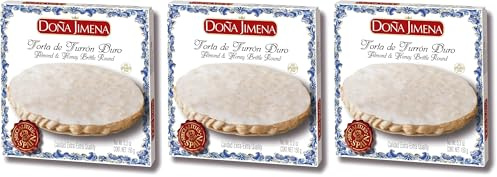DOÑA JIMENA - Torta de Turrón Duro de Almendra, Textura Crujiente, Dulce Navideño de Receta Artesanal, Calidad Extra, Formato Redondo, Turrón Tradicional, Sin Gluten, 150gr (Paquete de 3)